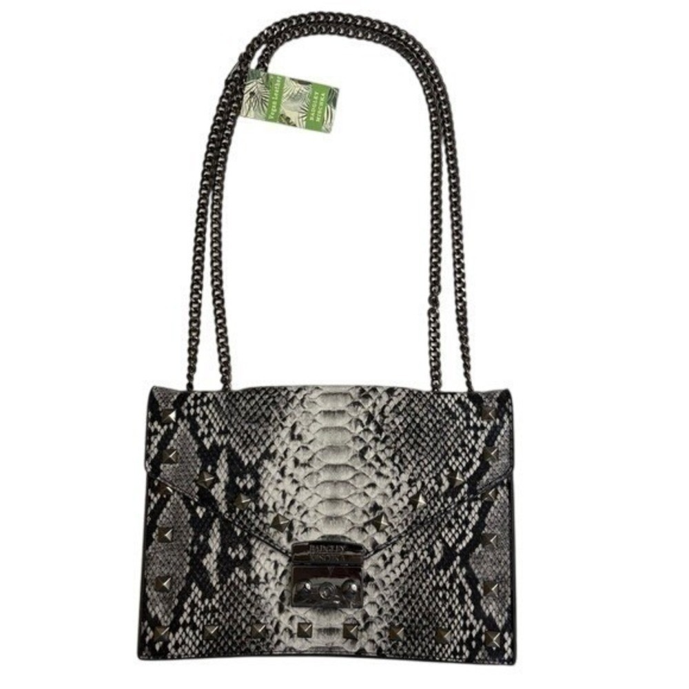 NWT Badgley Mischka Snake Print Y2K Crossbody Shoulder Bag Black‎ Gray